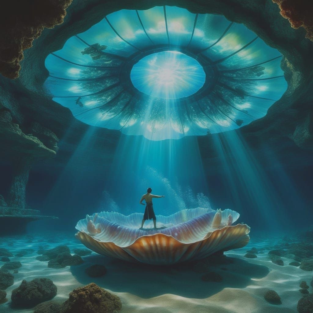 Underwater Karate Dojo in Bioluminescent Clam Shell