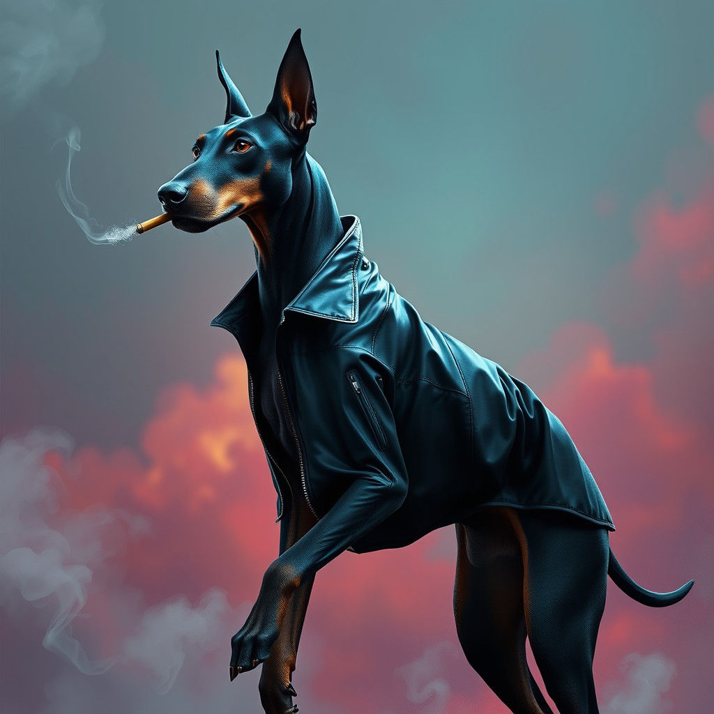 Majestic Doberman in Cyberpunk Fantasy