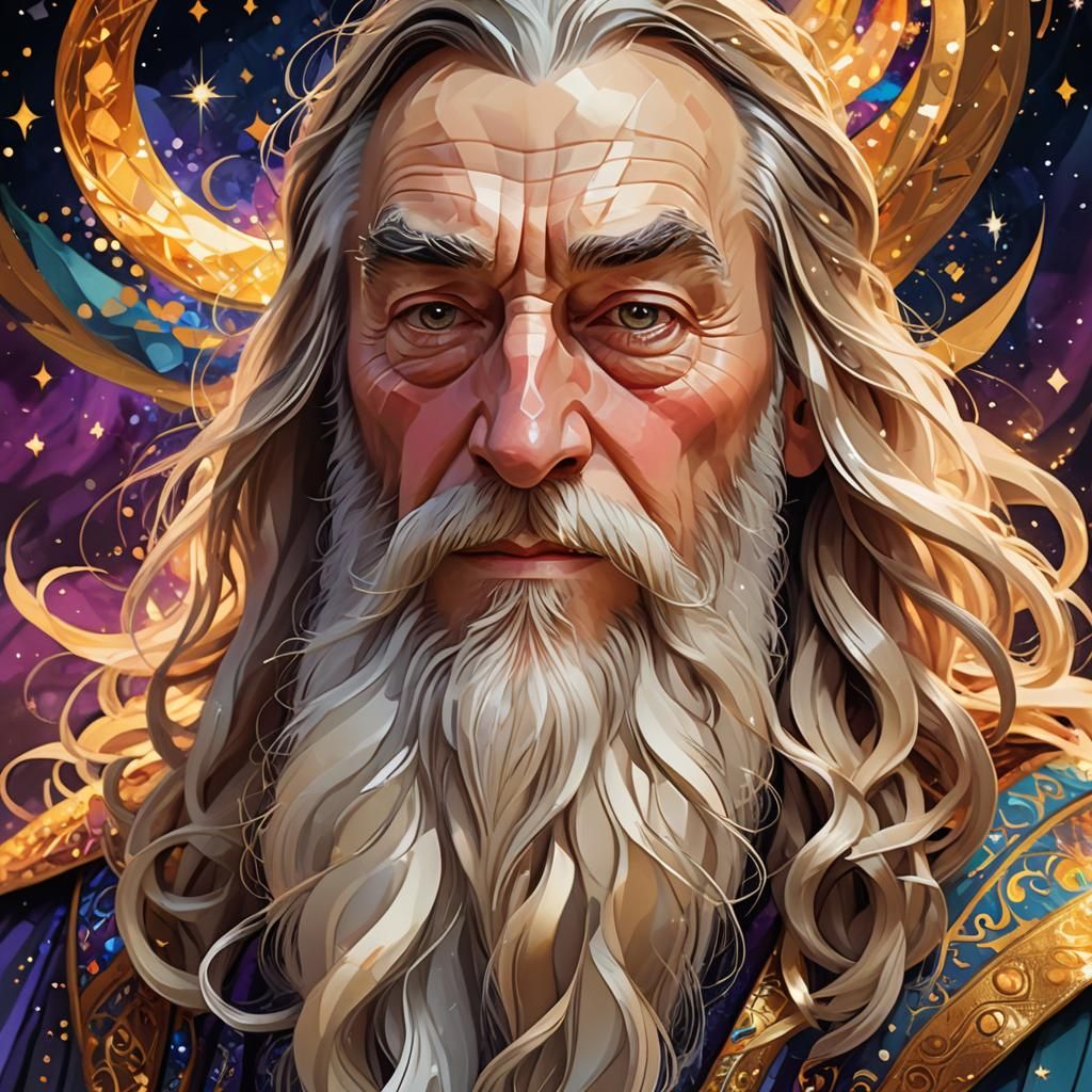Dumbledore Portrait in Whimsical Digital Art Style