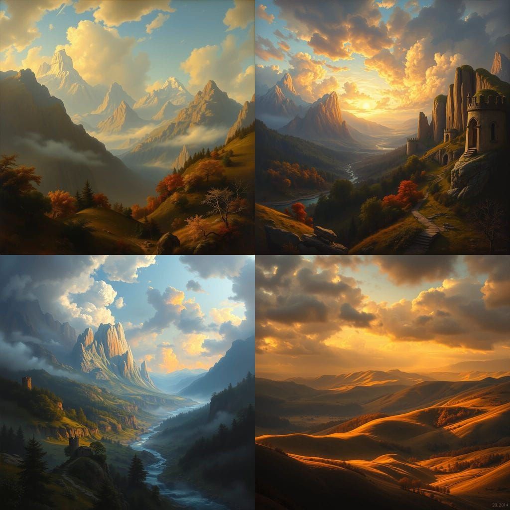 Epic Fantasy Landscape in 17th Century Oil Style
