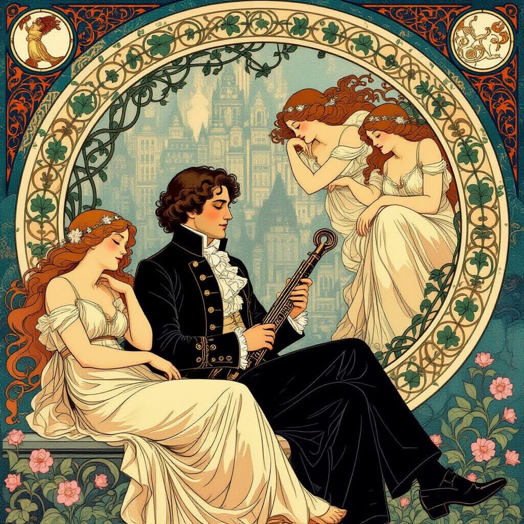 Art Nouveau Mozart in London: A Dreamlike Tapestry