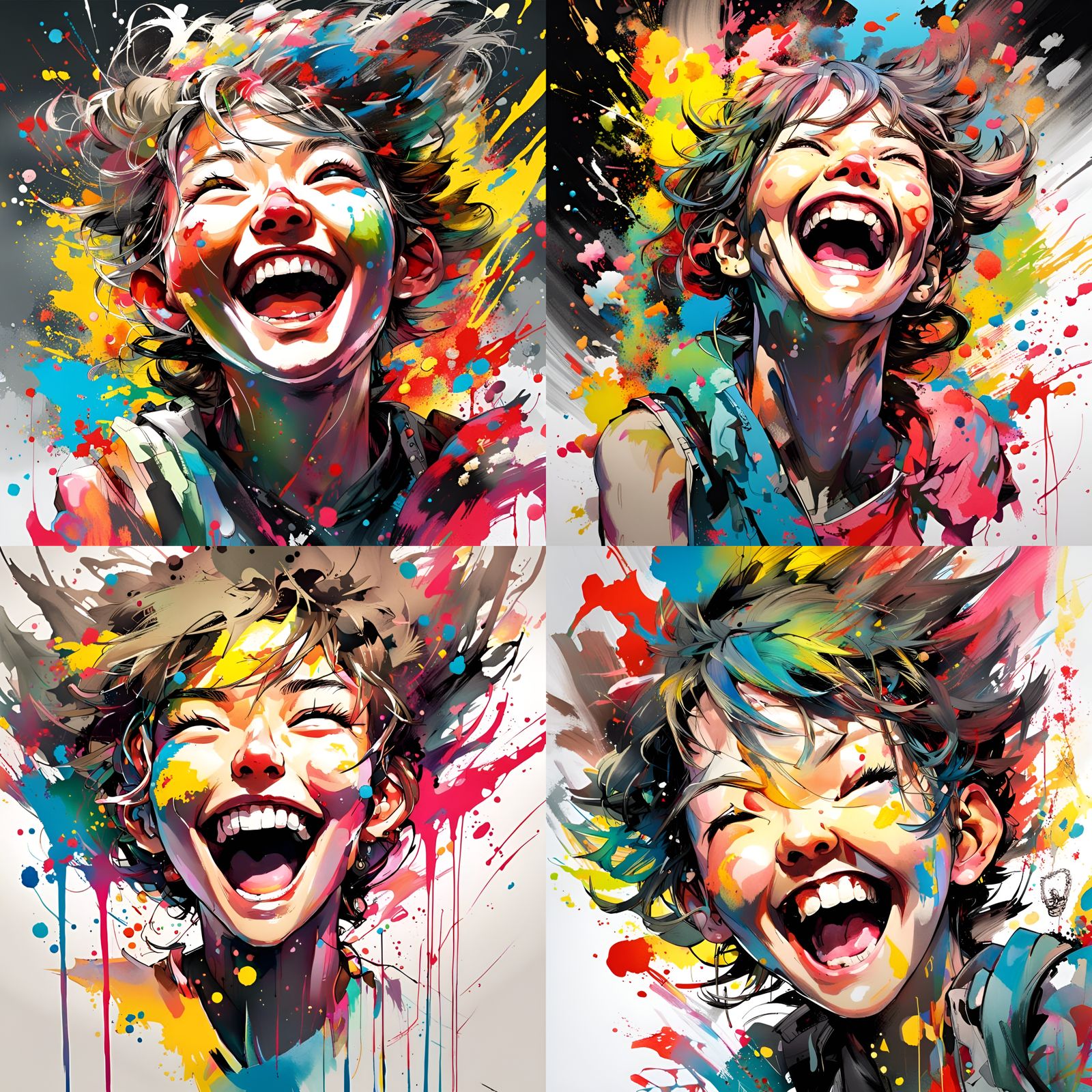 Joyful Toon Laugh in Colorful Splash Art Style