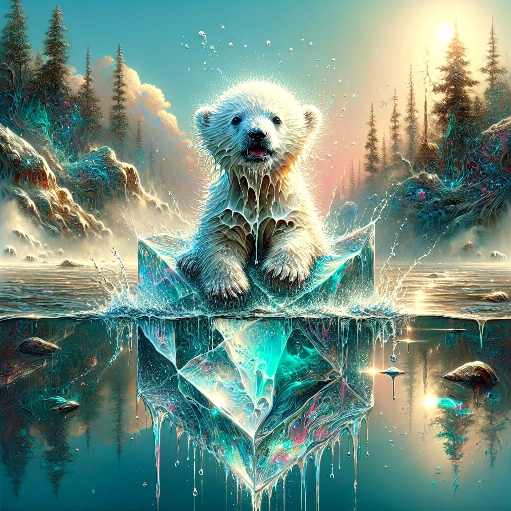 Urbanpunk Hypermaximalist Collage: Melting Polar Bear Cub