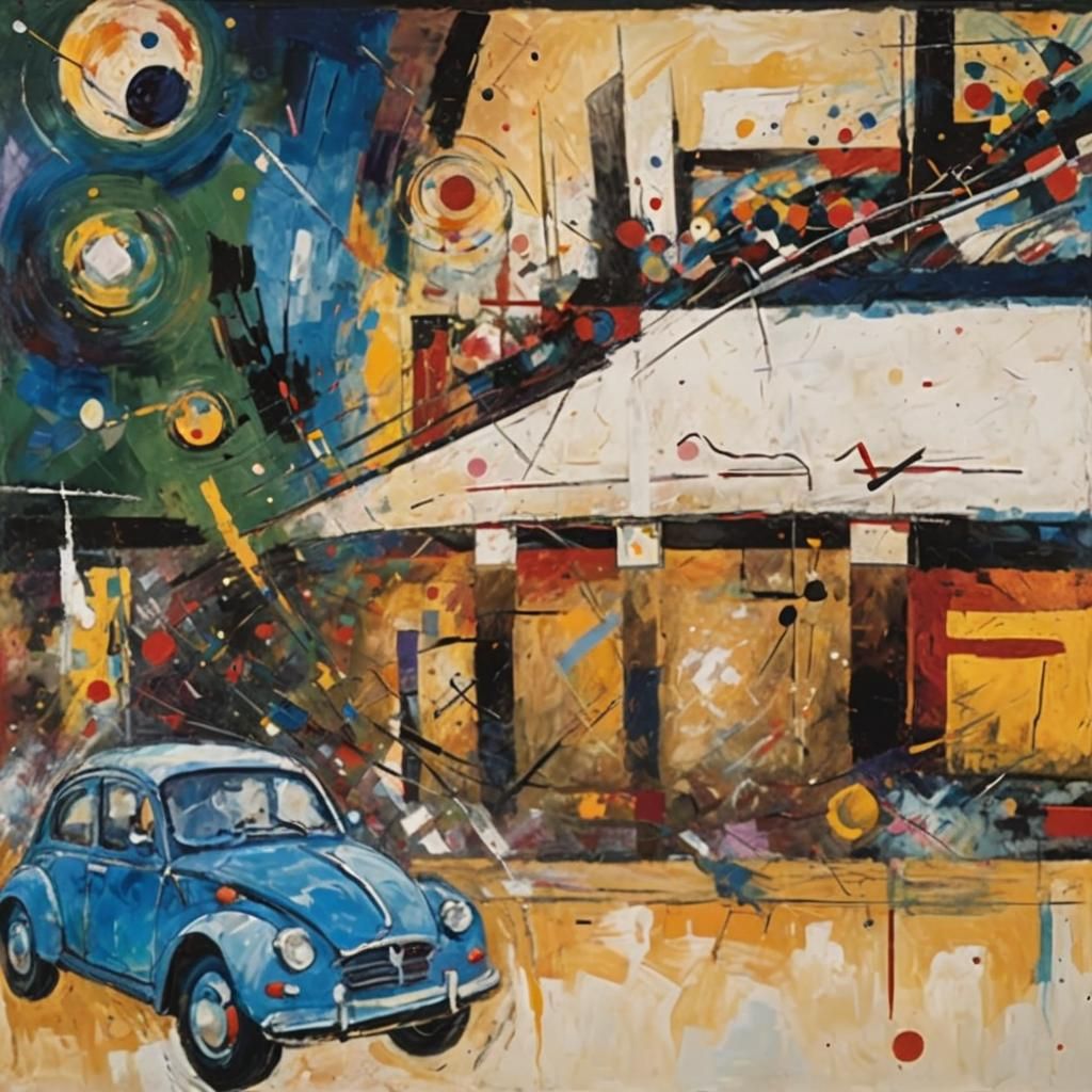 Vibrant Abstract Expressionism with Swirling Geometric Forms