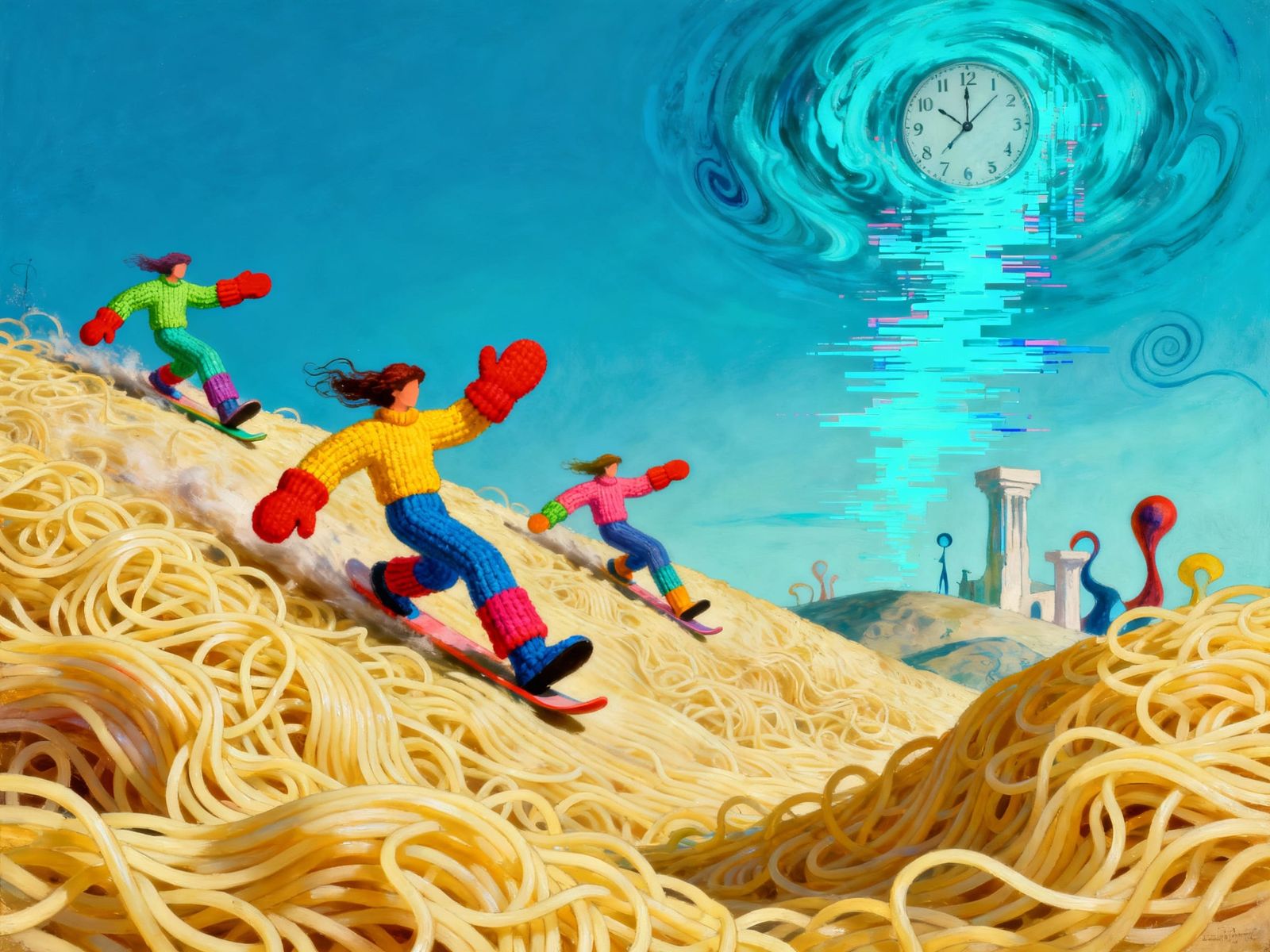Surrealist Ideas Slide Spaghetti Hills in Dalí & Miró Style