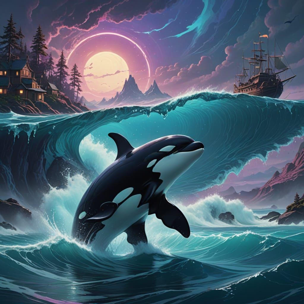 Serpent-Orca Majesty in Turquoise Depths