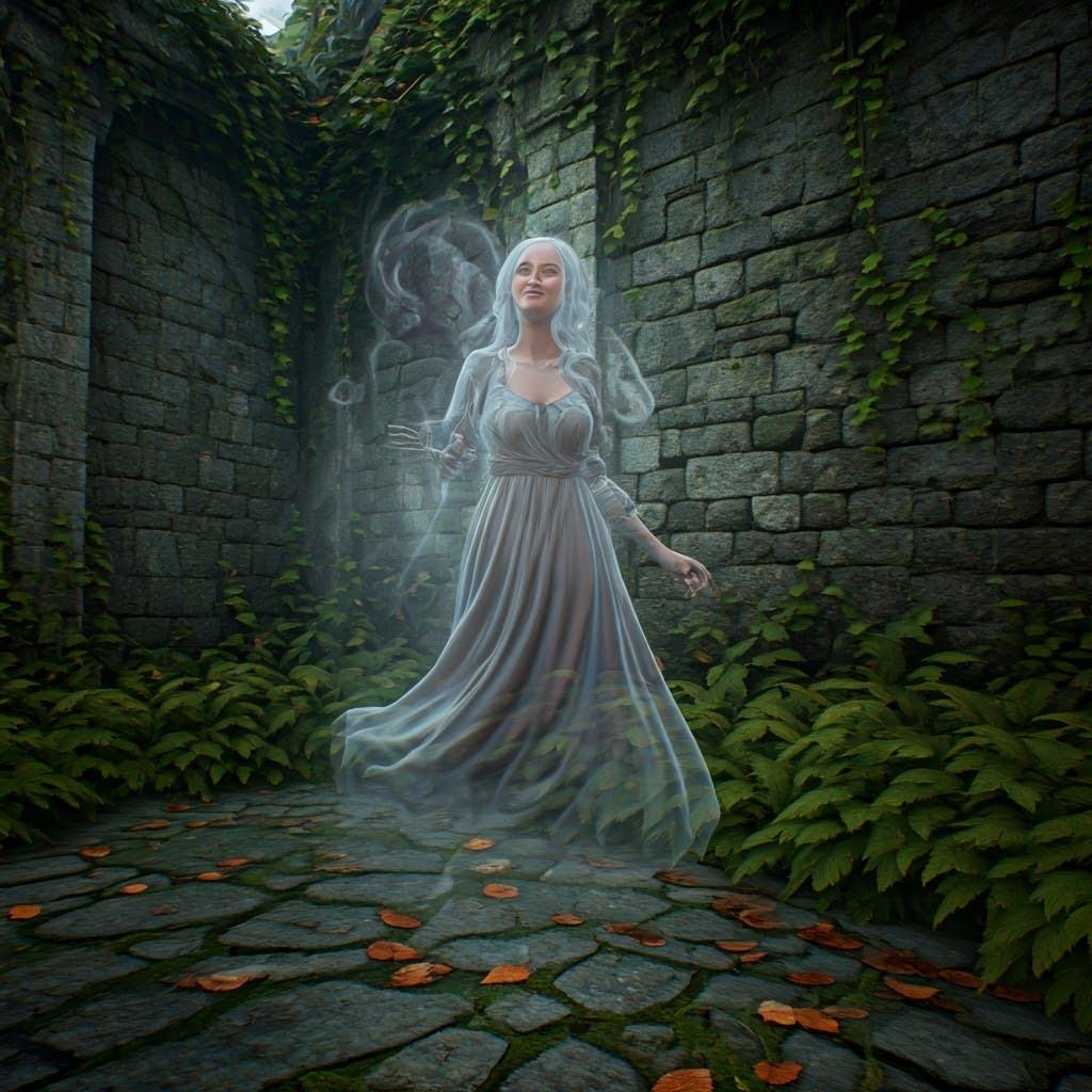 Ethereal Ghostly Lady with Doppelganger in Dreamlike Double ...