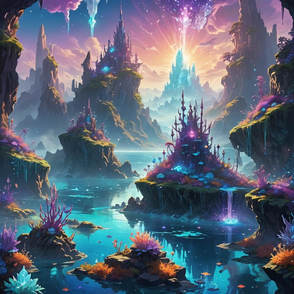 Mystical Island Emerges in Fantasy Landscape