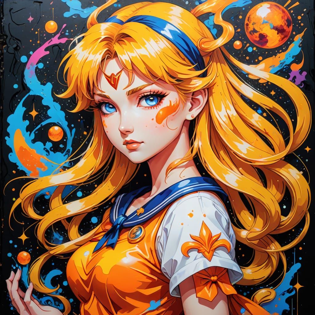Sailor Venus Magical Transformation in Graffiti Art