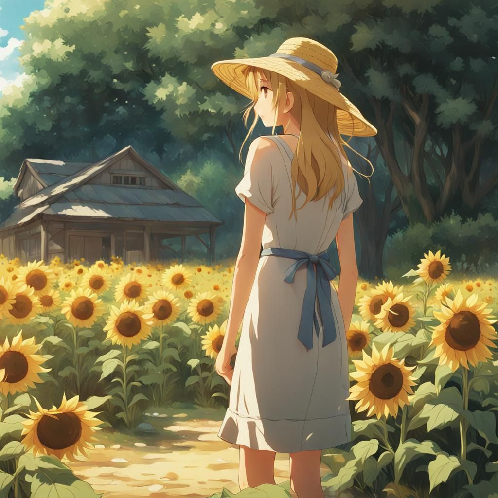 Girl in Sunflower Field, Anime Key Visual