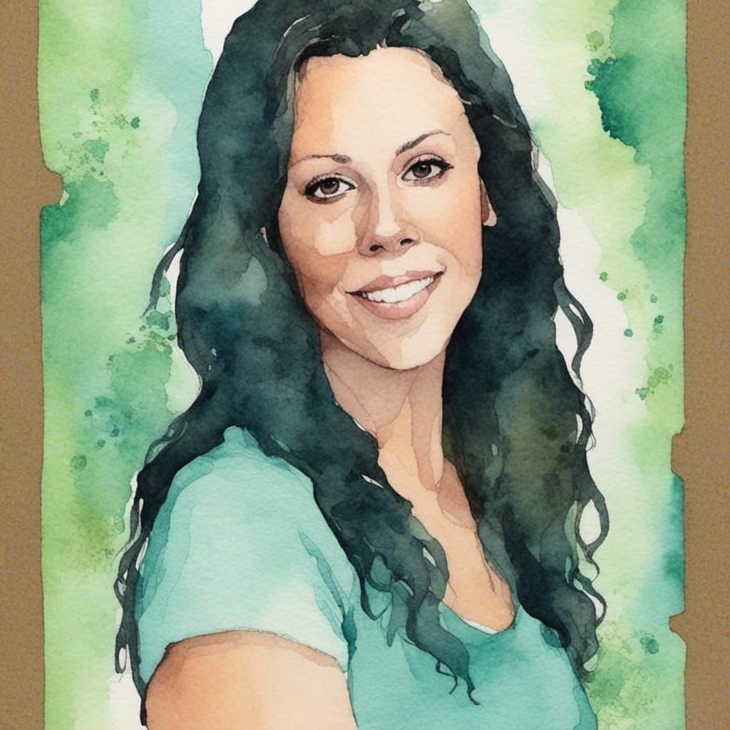 Artistic Watercolor Portrait with Turquoise and Teal Accents