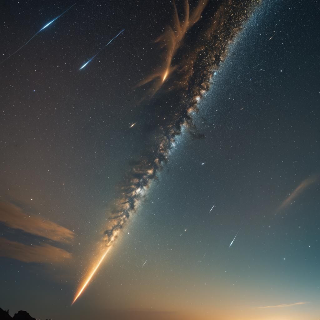 Cosmic Comet Streaks Across Impressionistic Night Sky