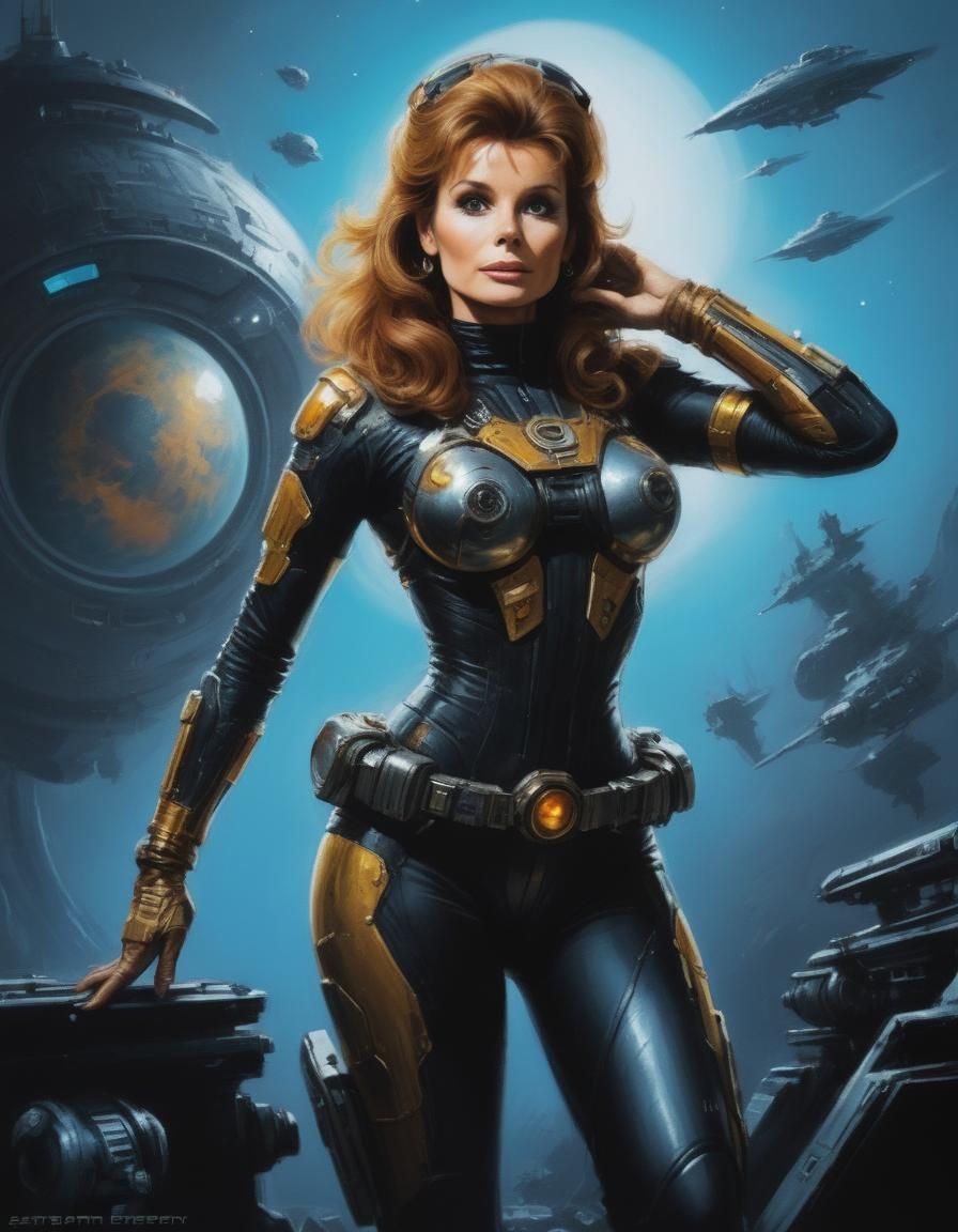 Retro Sci-Fi Space Explorer in Airbrush Style