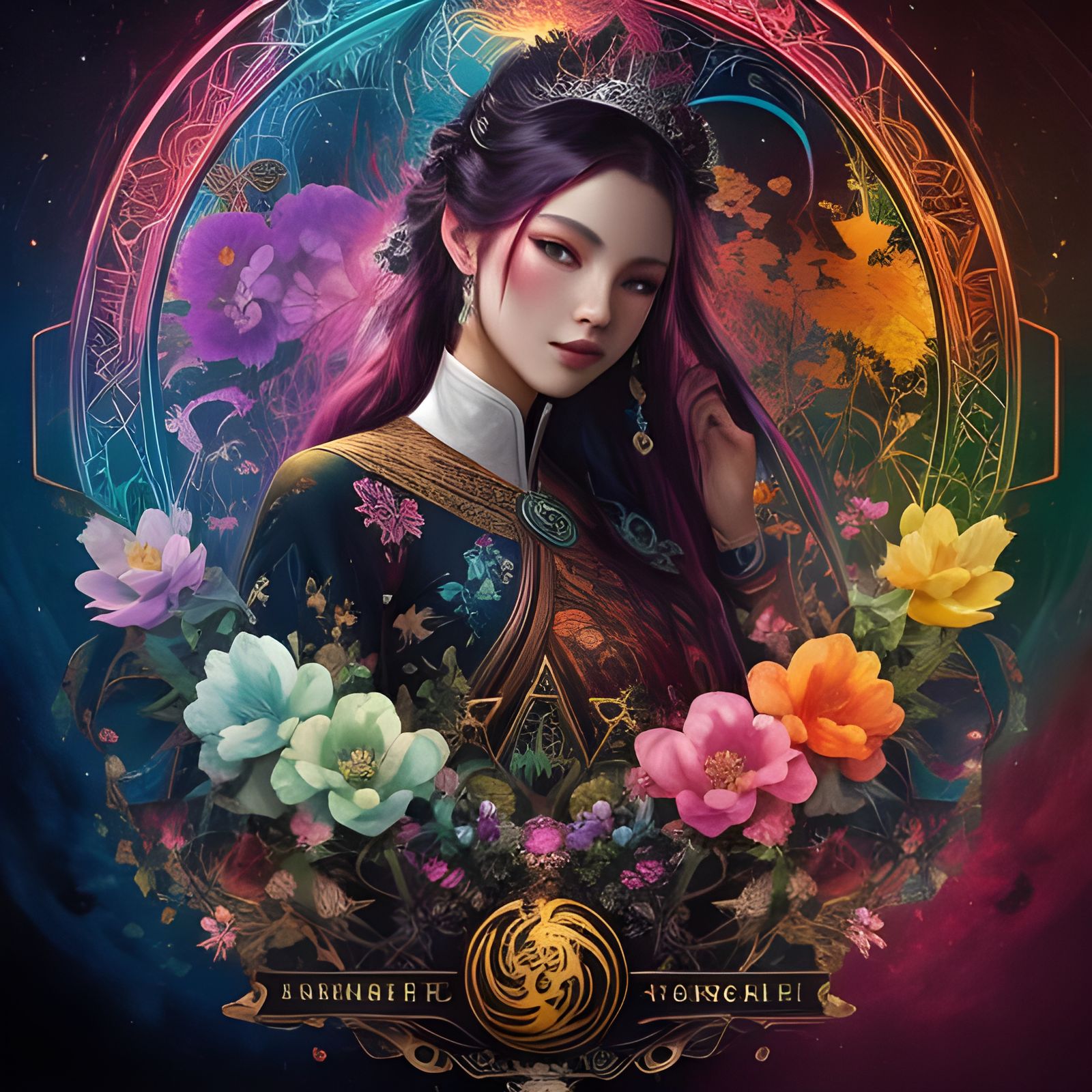 Colorful Yin Yang Emblem in Volumetric Lighting