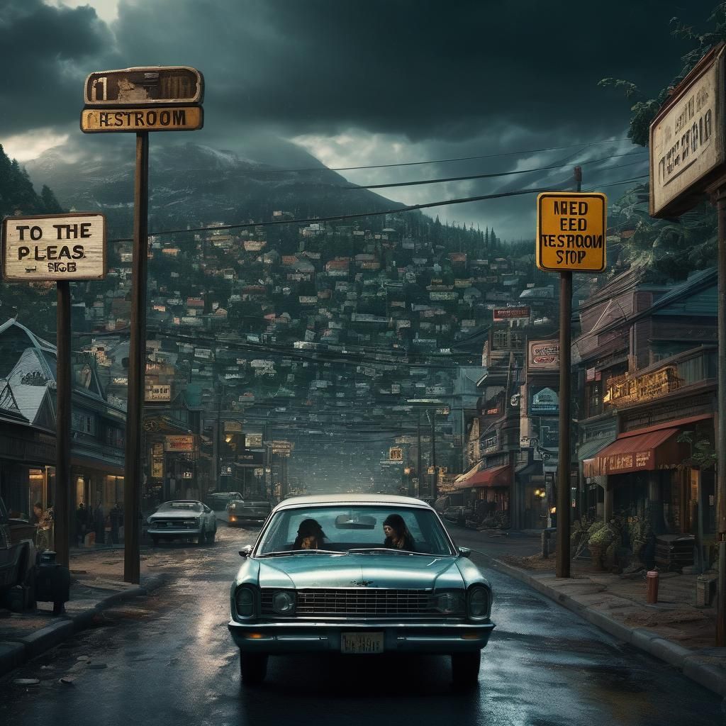 Humorous Road Sign: Urgent Restroom Stop