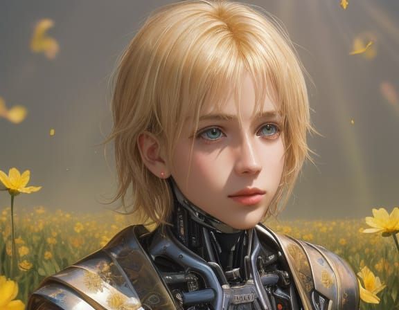 Cybernetic Flower Meadow Childhood in El Greco Style