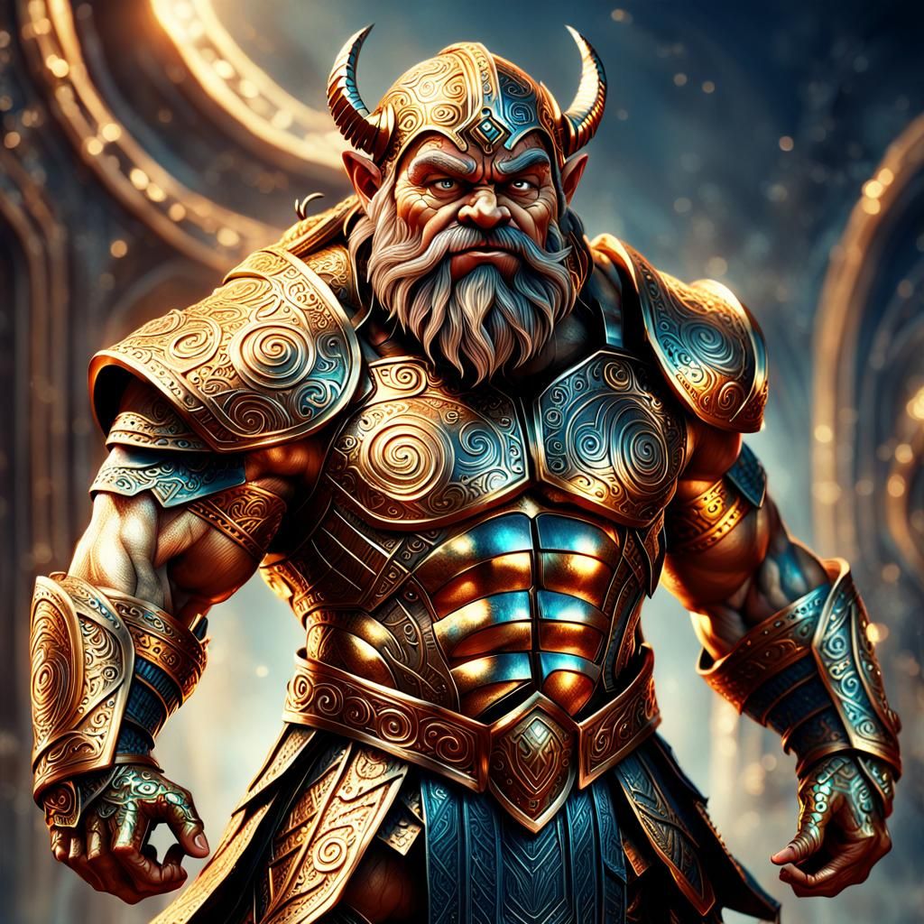 Heroic Copper Dwarf with Metallic Veins, Comic Art