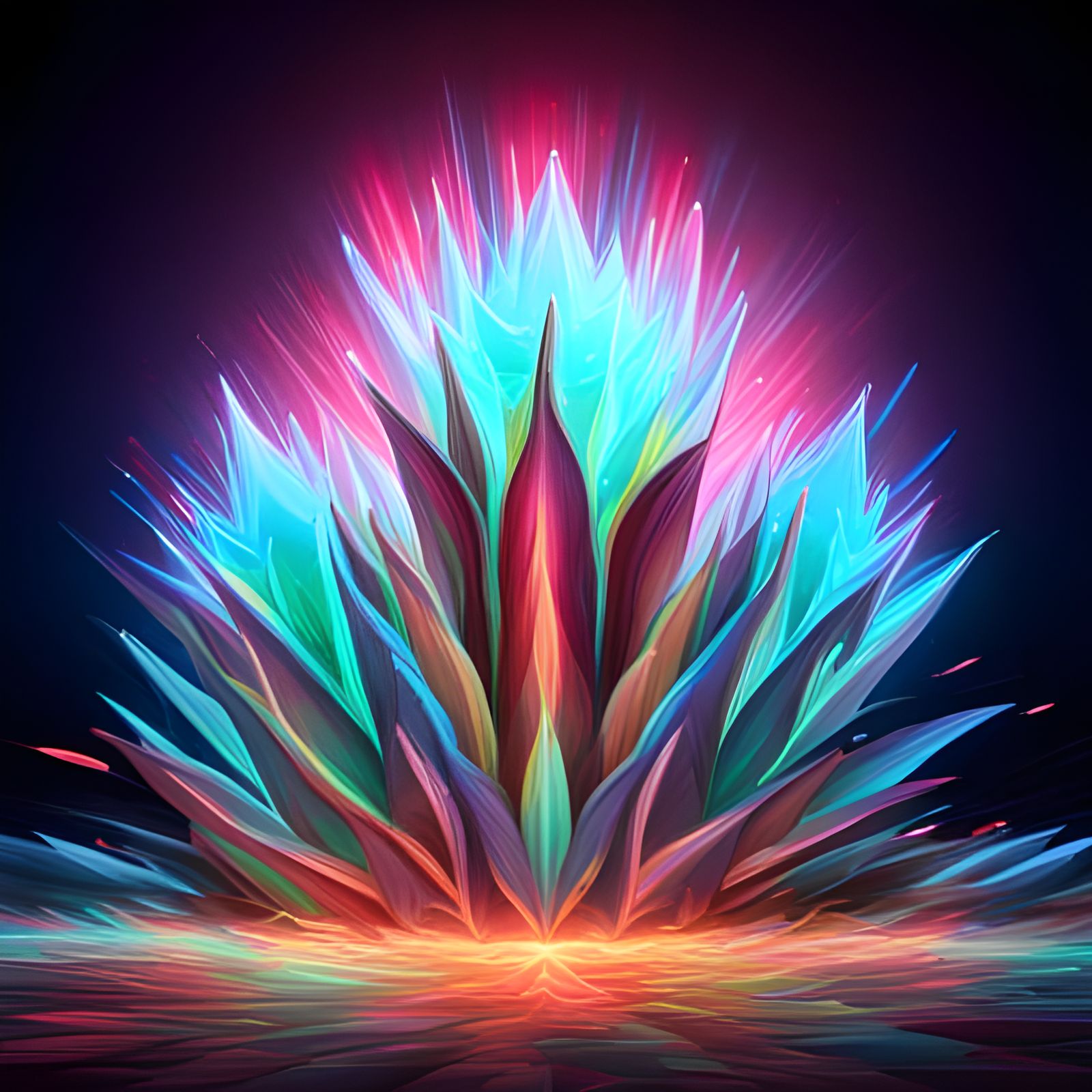 Bioluminescent Crystal Rose in Neon Light