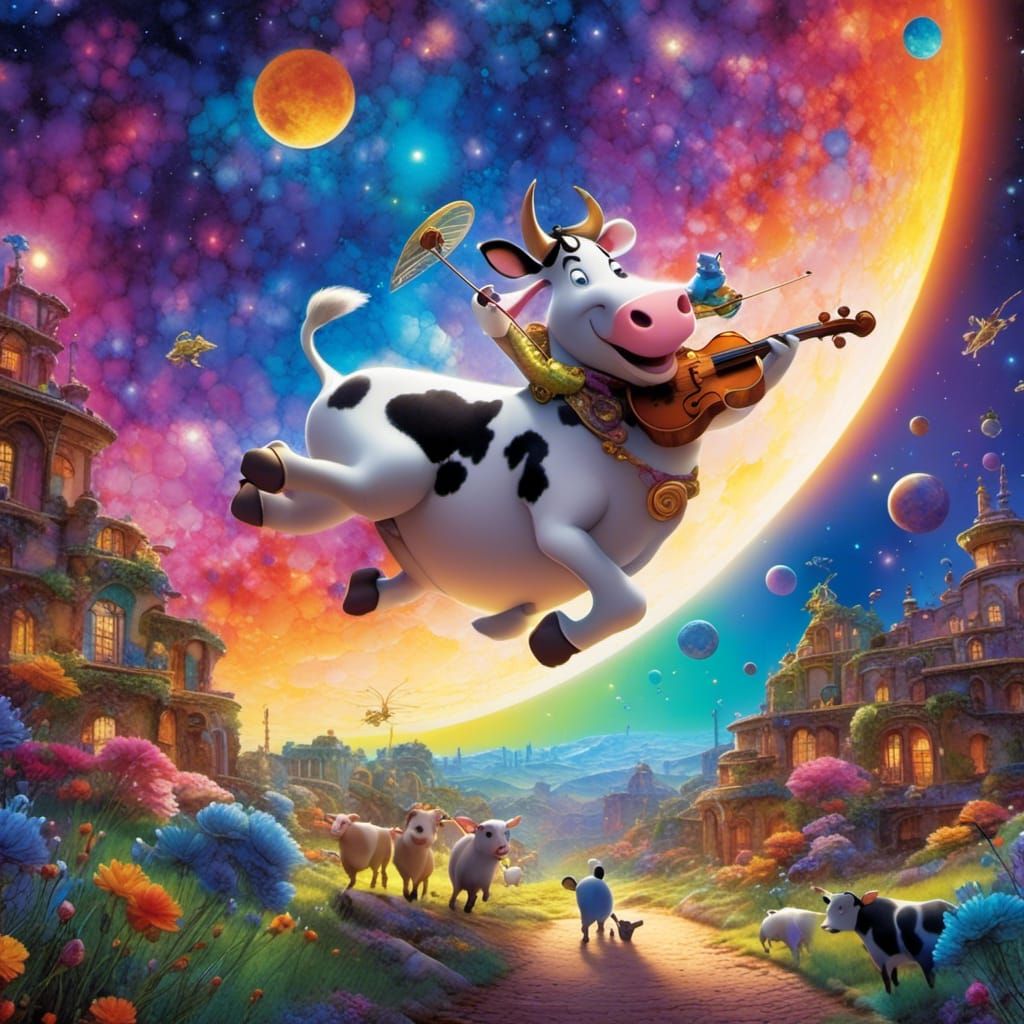 Cow Jumps Over Moon: Pixar-Style 3D Animation
