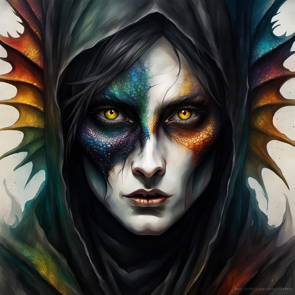 Grim Reaper Assassin Portrait with Dragon Eyes