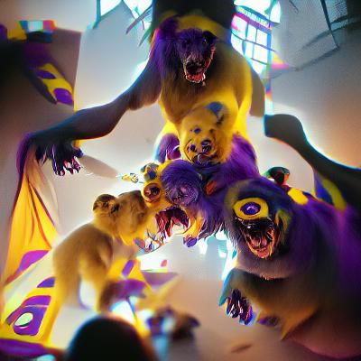 Chaotic Monster Cubs: A Hyperdetailed Digital Masterpiece