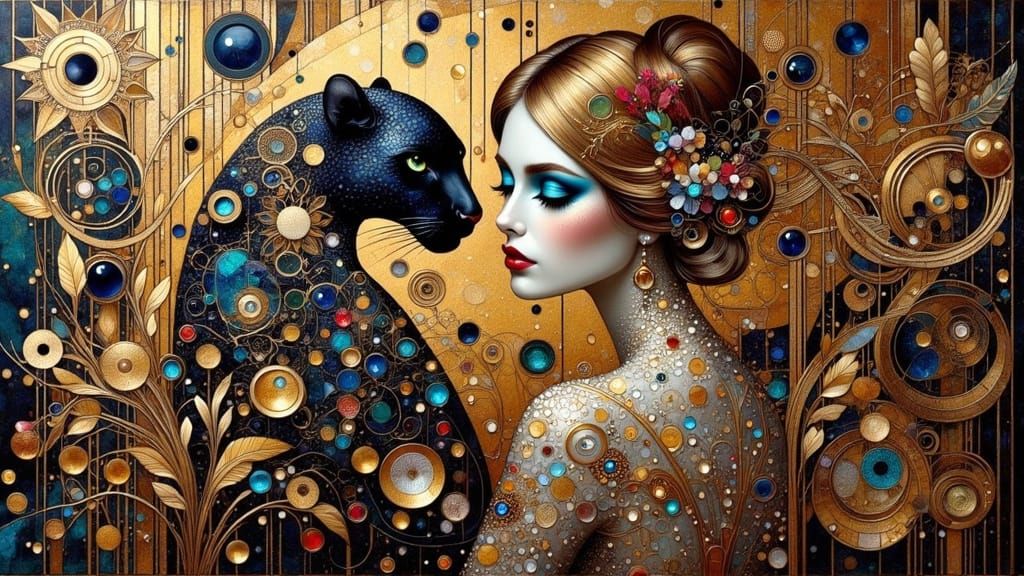 Elegant Woman in a Golden Gothic Atmosphere