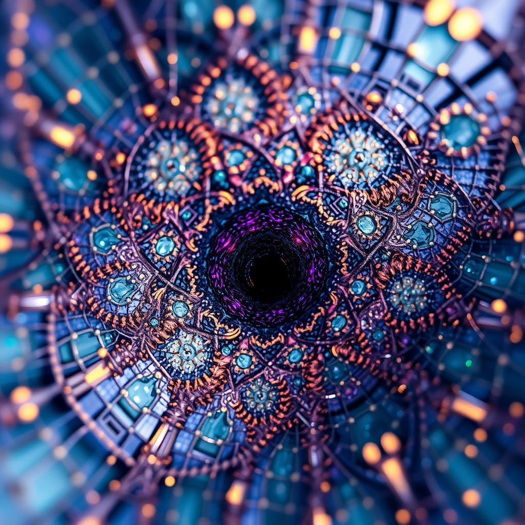 Magnetic Vision Fractal with Iridescent Iron Filings