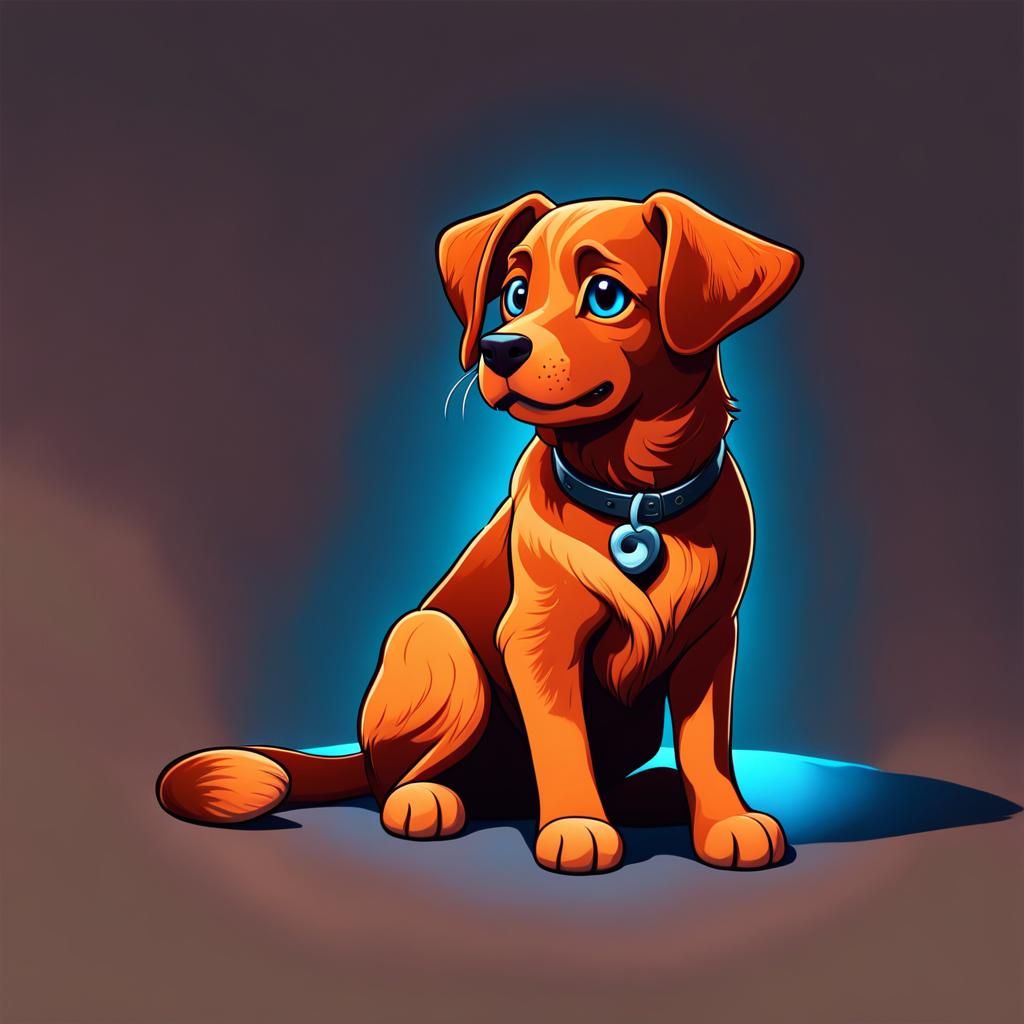 Ginger Catahoula Dog with Soulful Eyes, Digital Painting