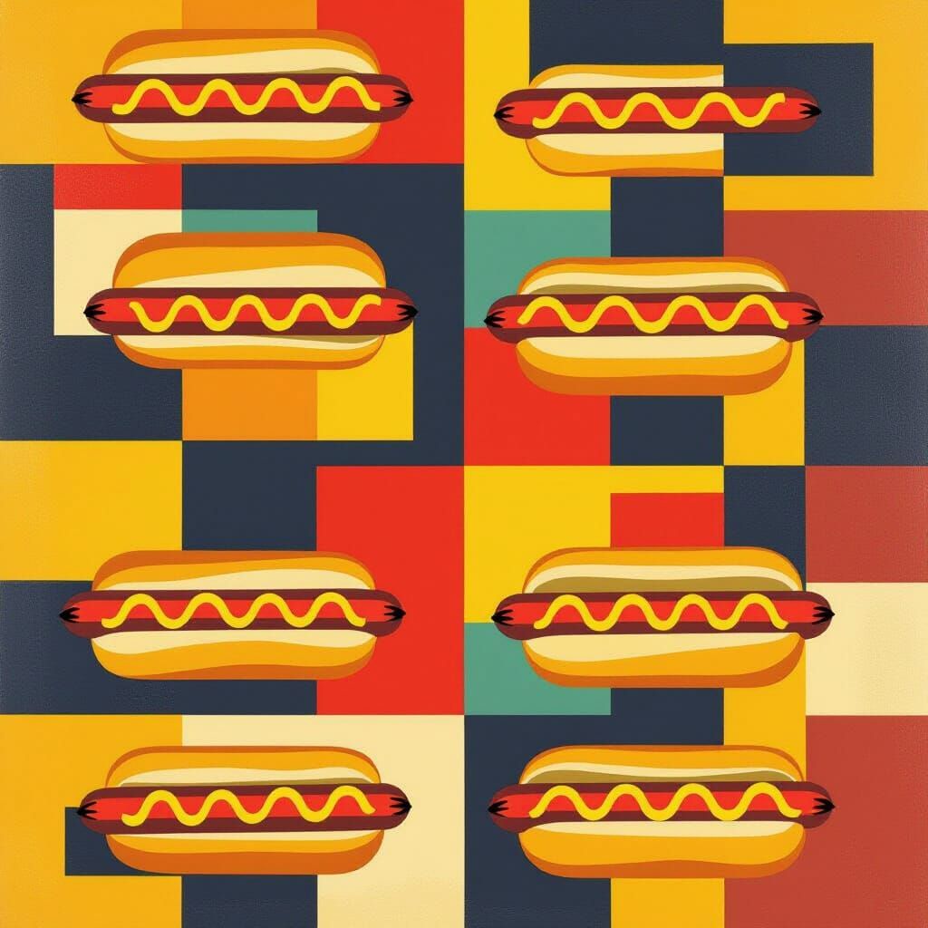 Bauhaus Style Hotdog Pattern Inspired by Herbert Bayer