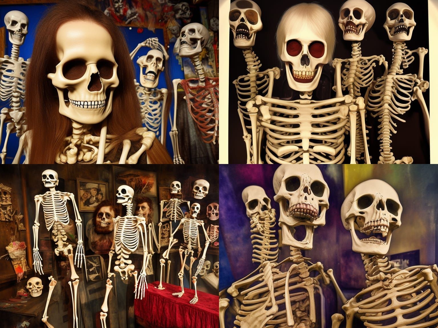 Victorian Freak Museum Skeletons: Hyperrealistic Concept Art