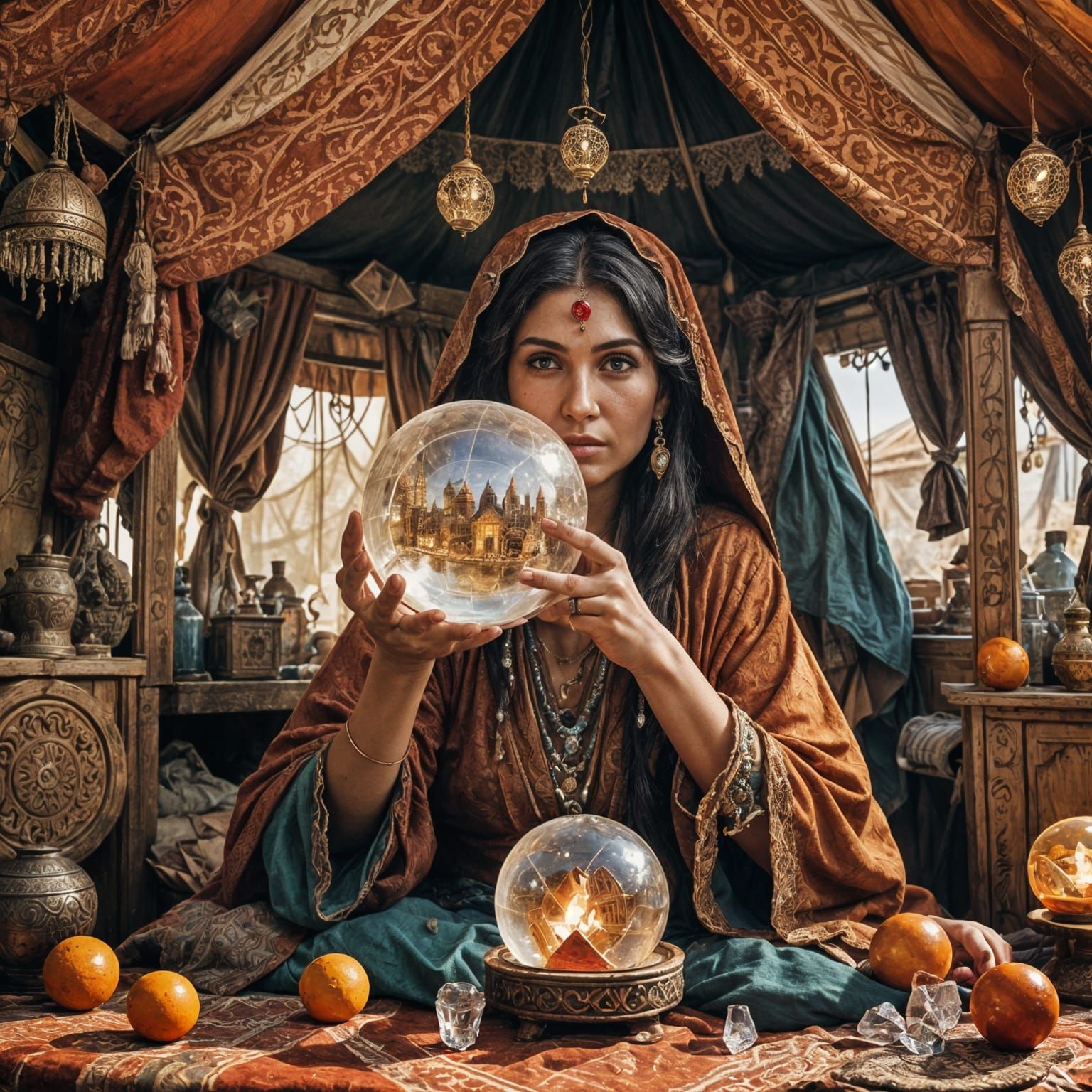 Hyperrealistic Fortune Teller's Crystal Ball Vision