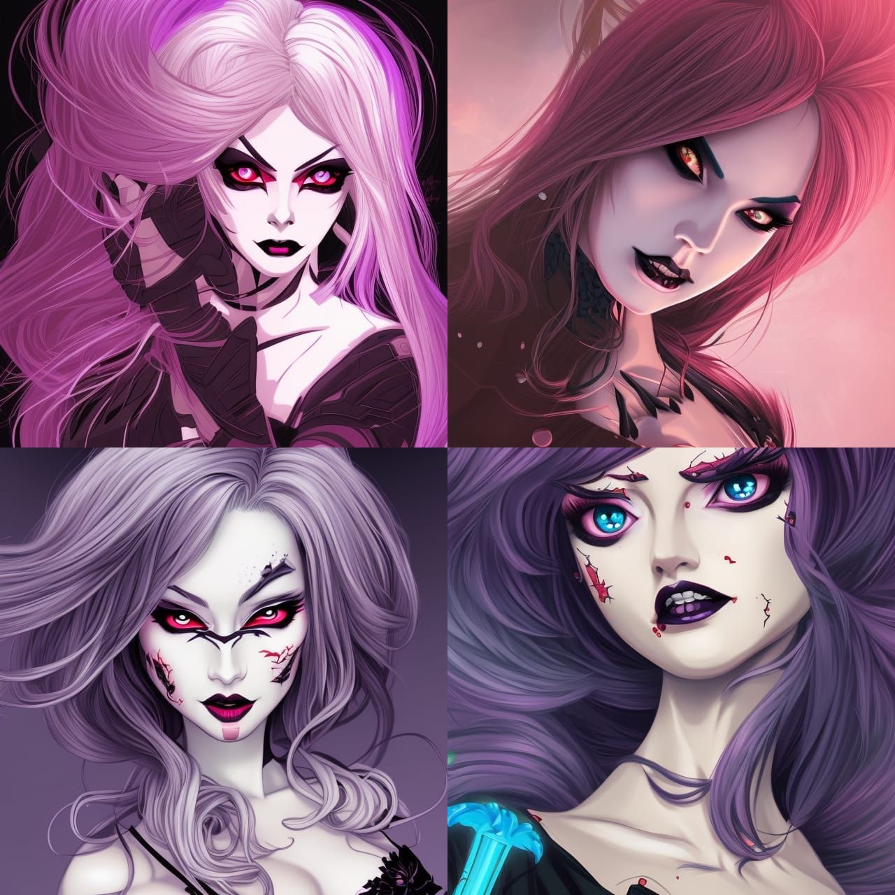 Lady Death Anime Portrait in 2D Vector Style