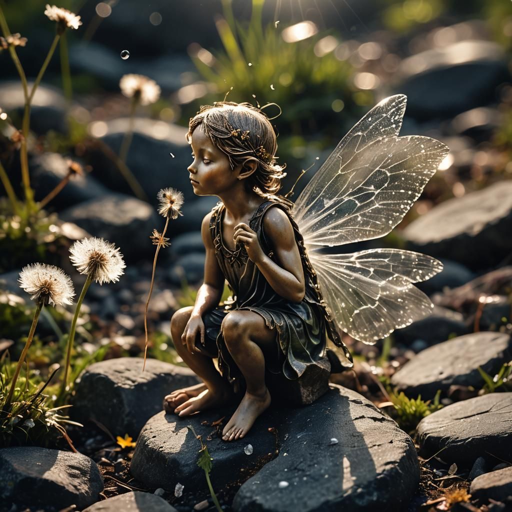 Enchanted Fairy with Dandelion Seed in Macro