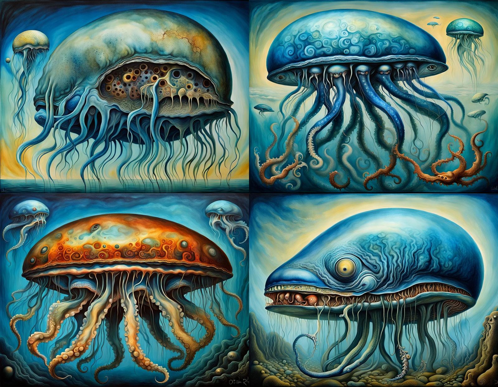 Surreal Jellyfish Whale Hybrid in Academic Style