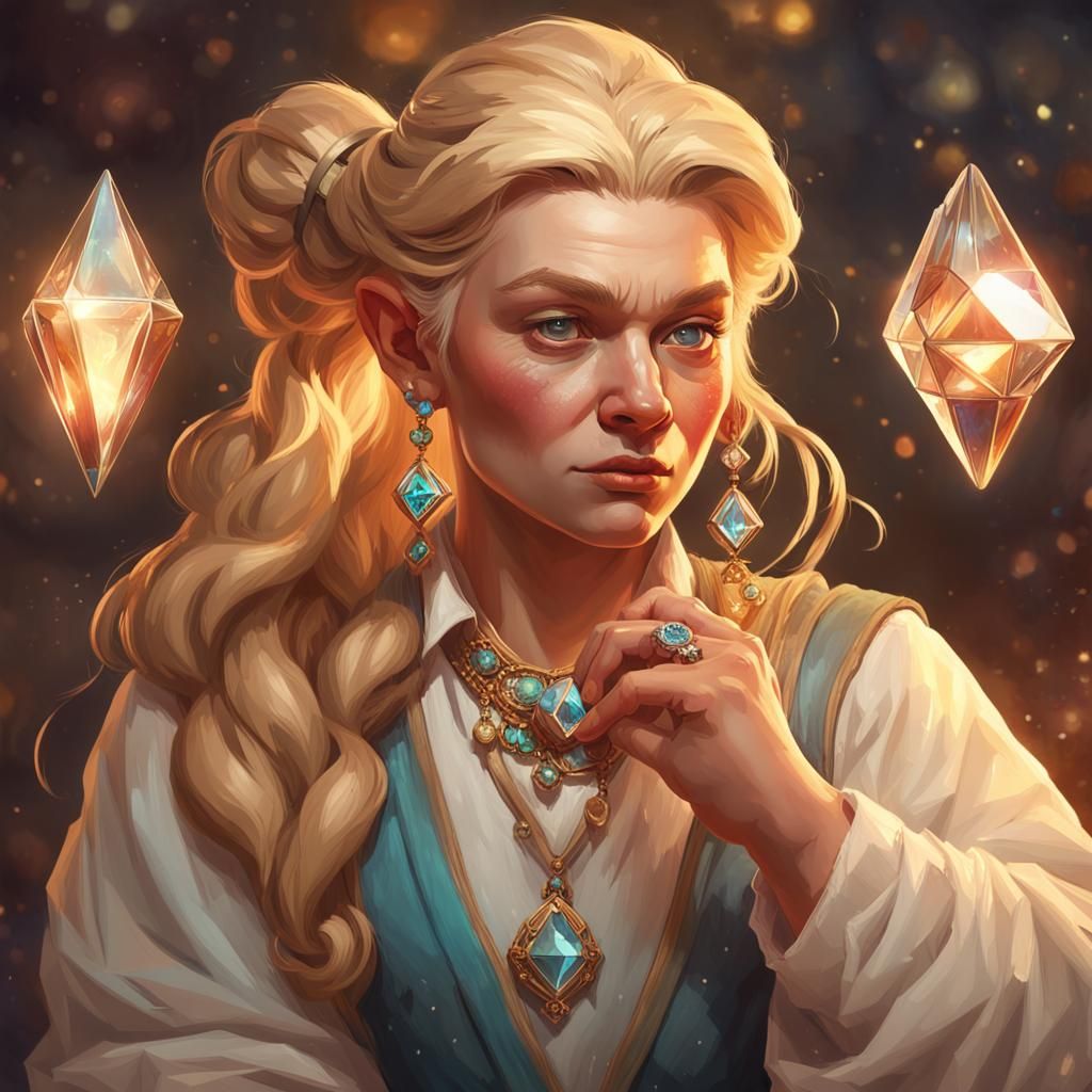 Blonde Dwarf Goldsmith Creating Diamond Ring