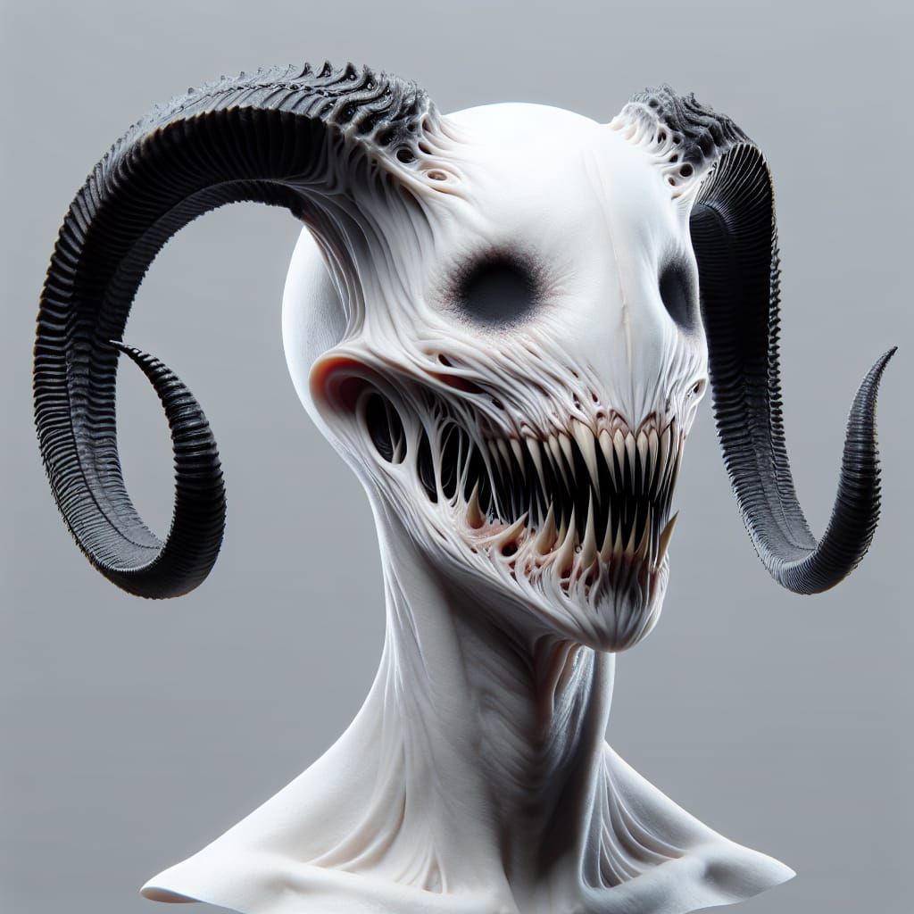 a 5d portrait off a demon with an enlongated face, the face ...