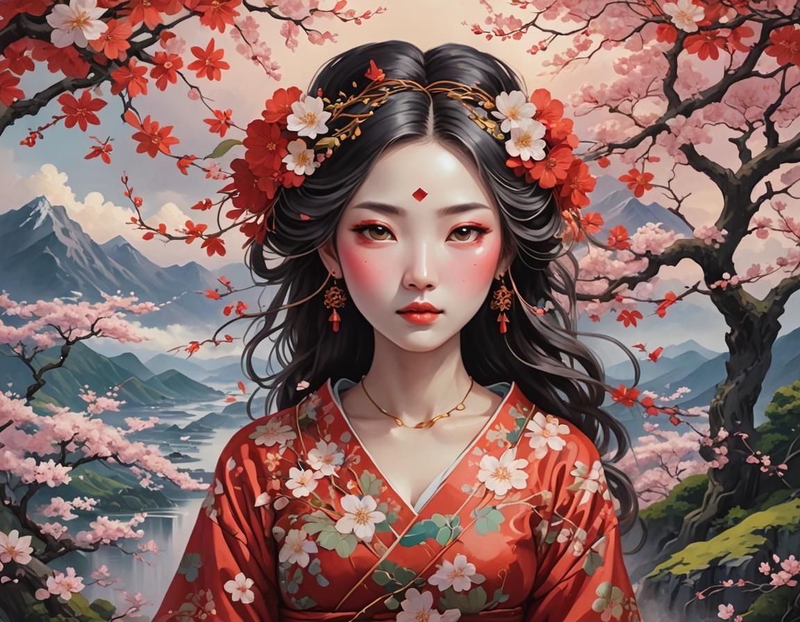 Woman in Red Dress: Japanese Surrealism