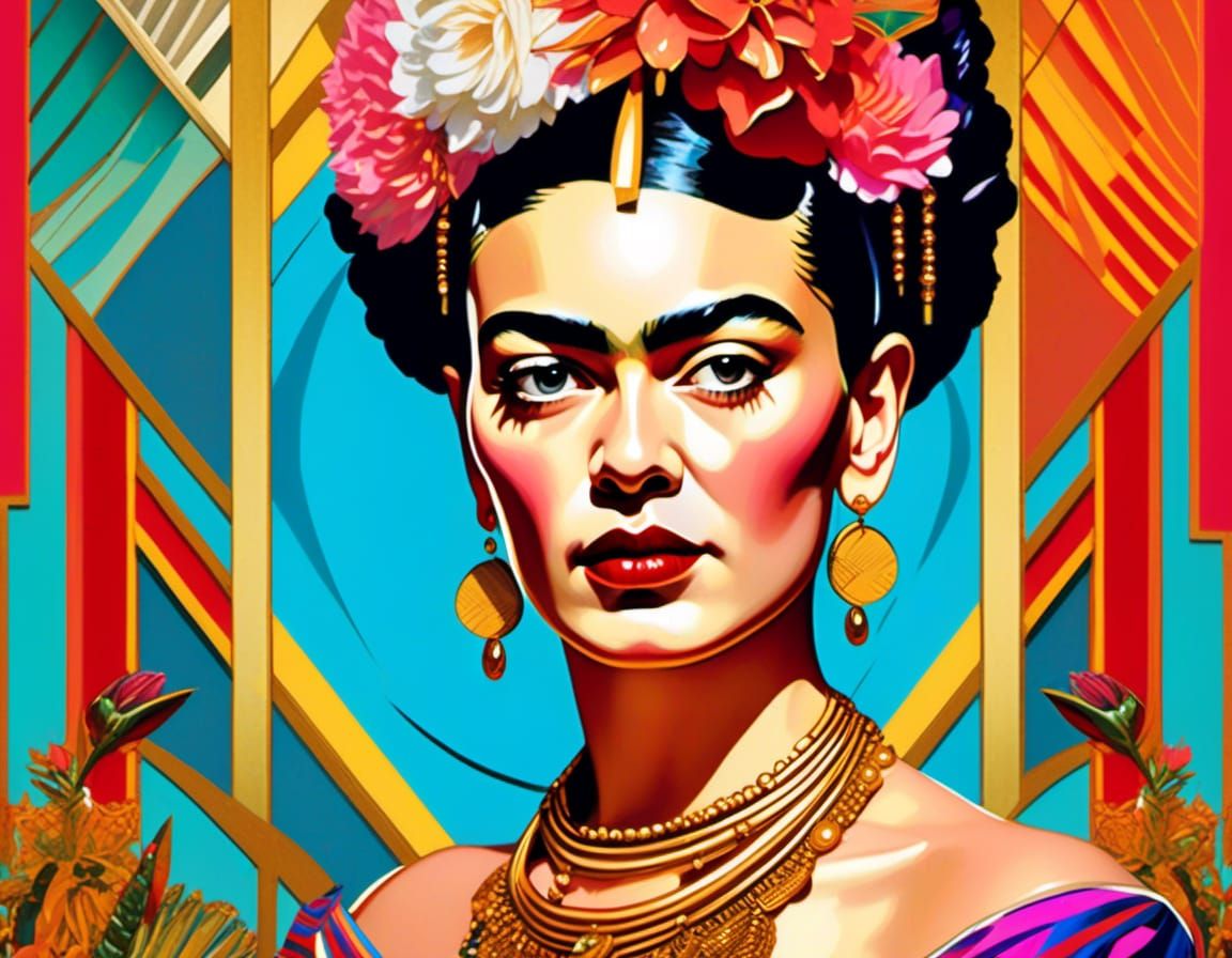 Frida Kahlo as Jazz Singer in Bauhaus Style