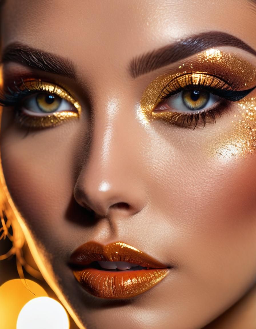 Stunning Close-Up: Beautiful Woman with Perfect Makeup