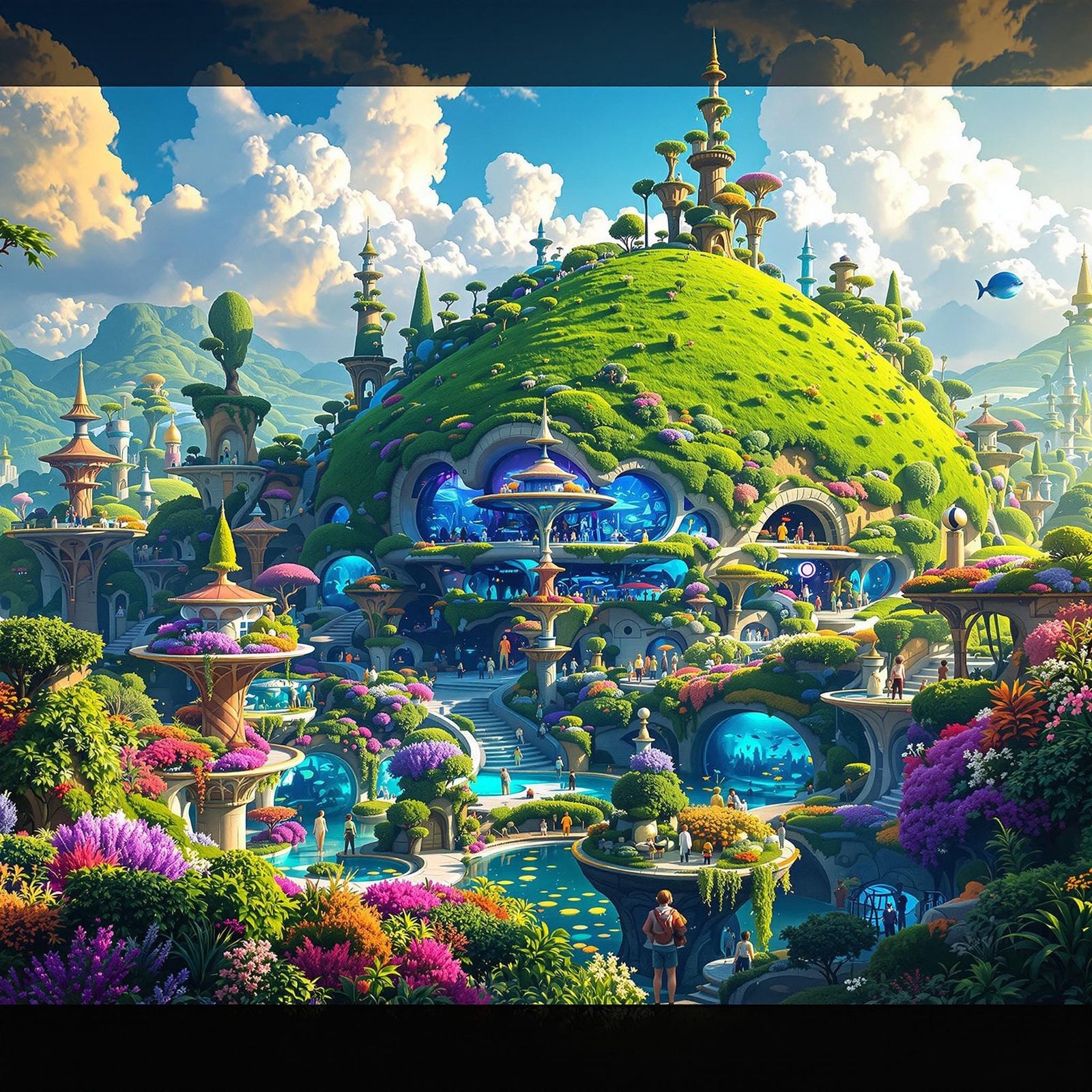 Fantastical Aquarium Cityscape Blooms in Paradise