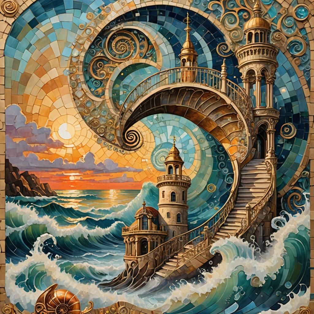 Nautilus Tower in Rococo Style at Sunset