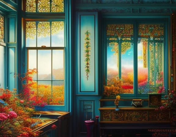 Maximalist Room Photoillustration in Anime Style