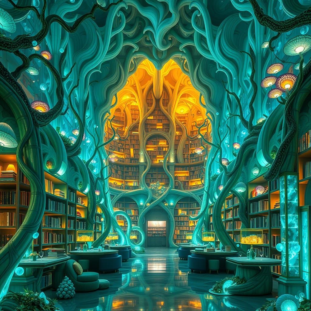 Organic Modern Library of Crystal Books and Vines