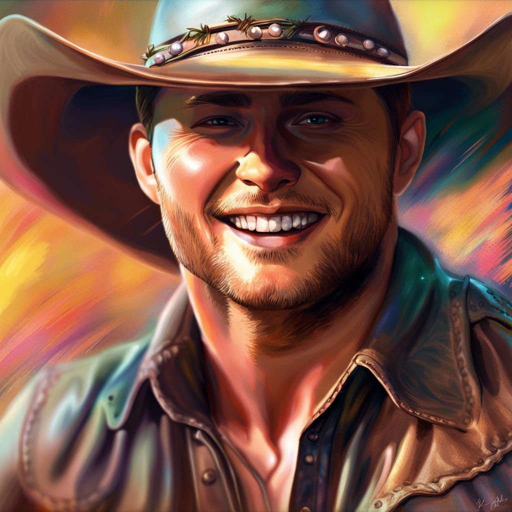 Hyperrealistic Portrait of Man in Cowboy Hat