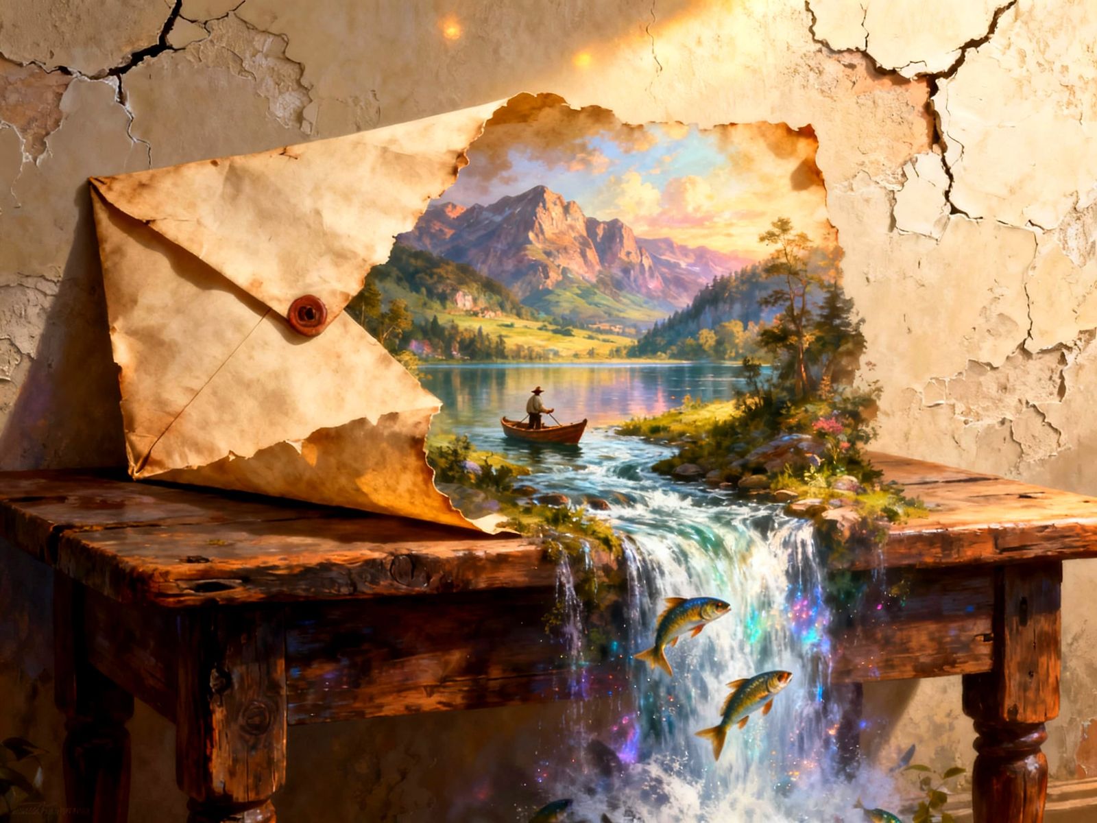 Fantasy Double Exposure: Fisherman's Tale Unfolds