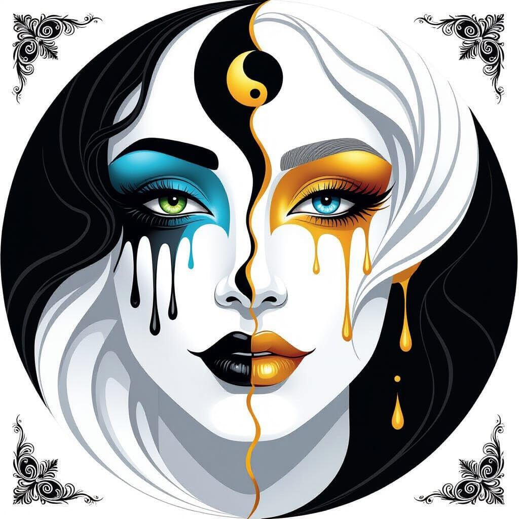 Yin Yang Split Portrait: Life and Death