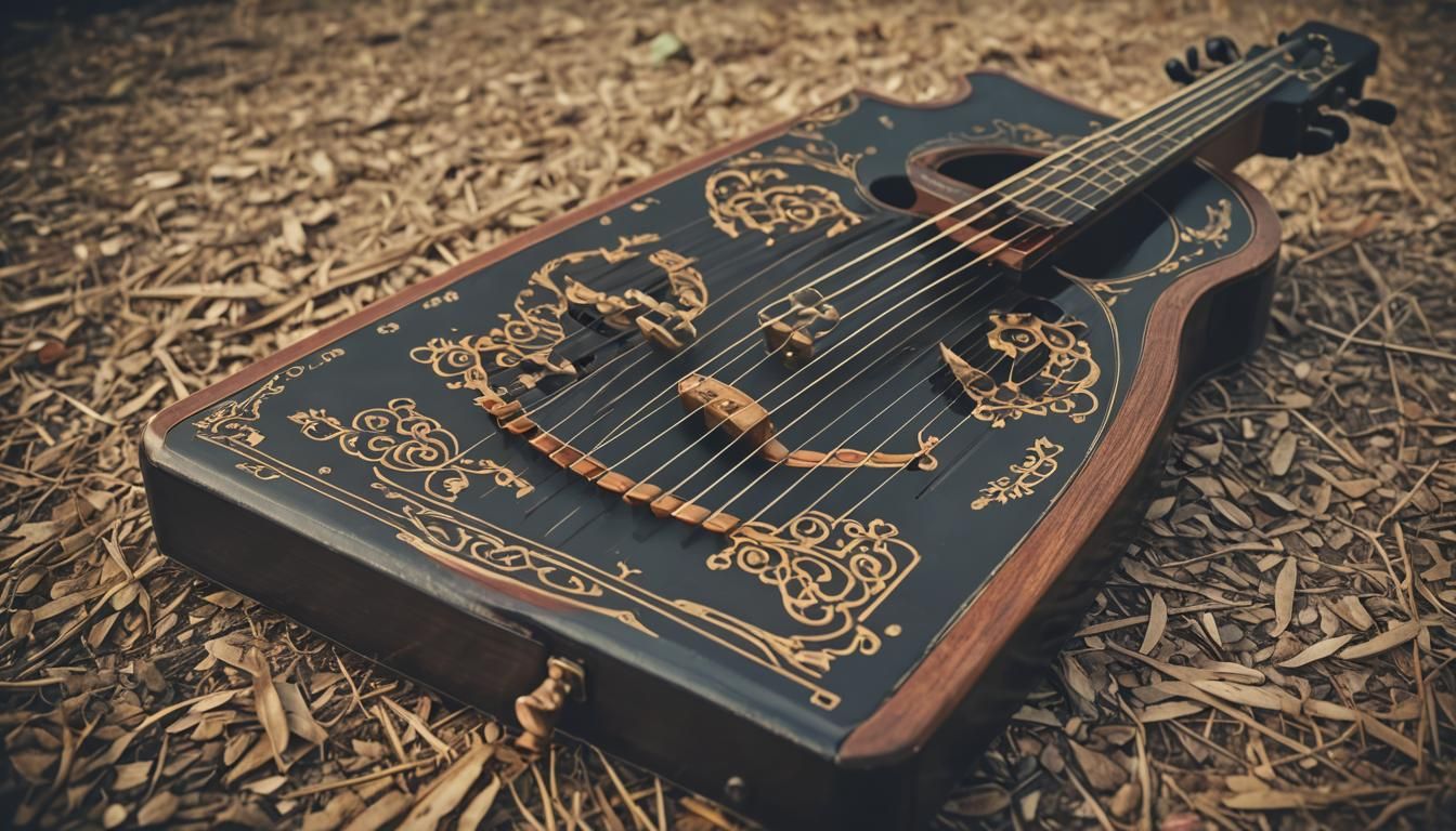 Hyperrealistic Zither in Historical Setting