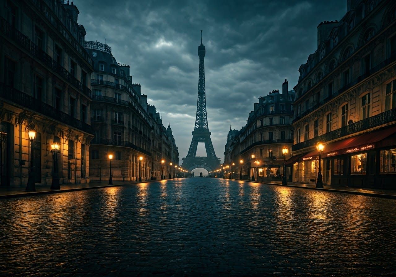 Futuristic Paris in Dystopian 2025