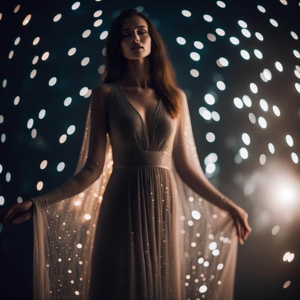Ethereal Woman in Iridescent Dress, Photography