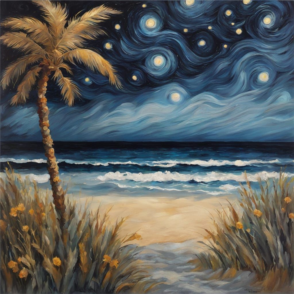 Starry night on the beach